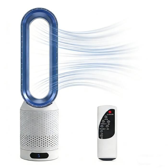 Ventilateur sans pales - Ventilateur Tour - 20 pouces - Silencieux - Portable - 8 vitesses - Écran LED - Télécommande - Bleu - Joulli