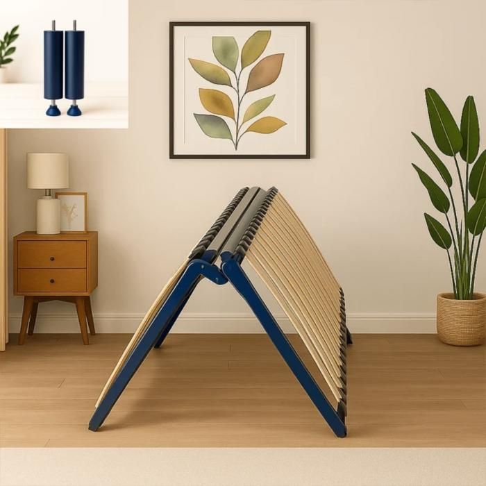 Pack Sommier Pliable + 2 pieds de renfort - Couchage 160 cm - Sommier 2 Places à Lattes 40 Lattes Multiplis – Cadre Métal Époxy Pack Sommier Pliable + 2 pieds de renfort - Couchage 160 cm - Sommier 2 Places à Lattes 40 Lattes Multiplis – Cadre Métal Époxy