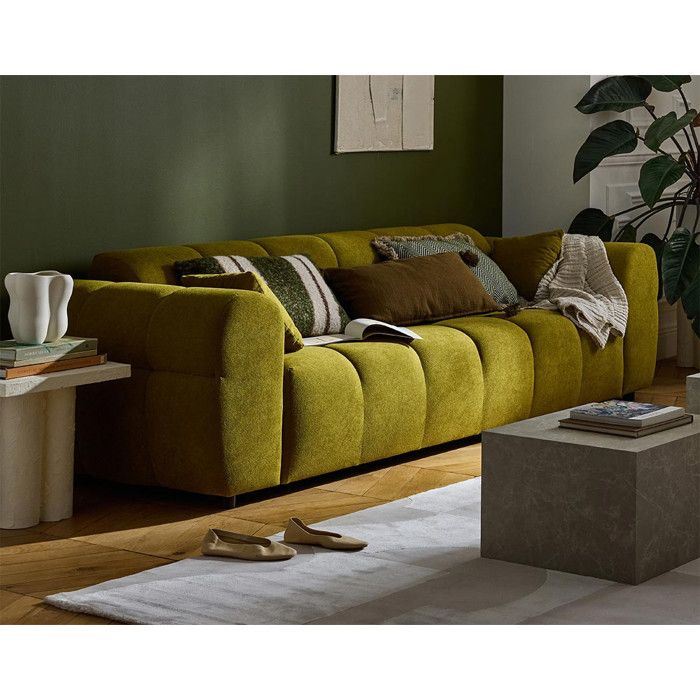 Ray - canapé droit 3 places en tissu texturé - Vert