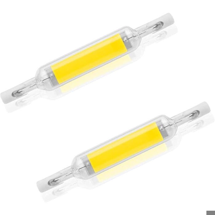 Ampoules LED R7S 10W 6000K JZSH - Équivalent 100W halogène - Tube double extrémité 78mm - Lot 2 - Blanc froid Ampoules LED R7S 10W 6000K JZSH - Équivalent 100W halogène - Tube double extrémité 78mm - Lot 2 - Blanc froid