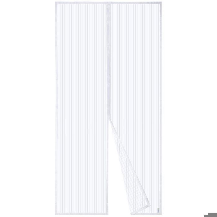 Moustiquaire magnétique pour porte - PZCC - 120x220 cm - Blanc - Fermeture automatique - Maille fine