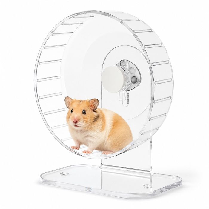 Jouet pour hamster Roue entièrement transparente en acrylique hamster Silencieuse antidérapante avec support Idéale jeux des animaux