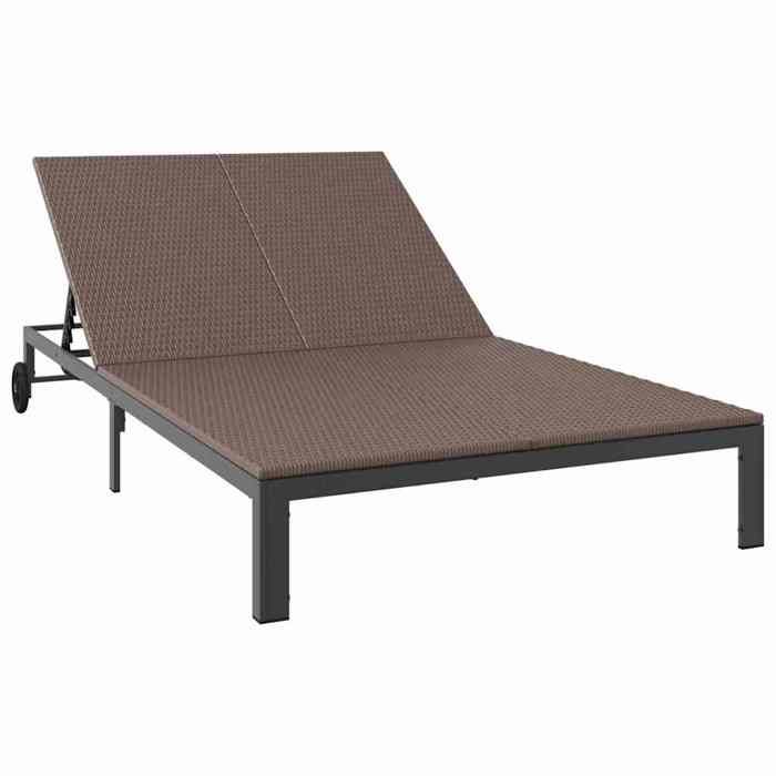 75672& CHIC TransatBains de soleil transat dextérieur Marron 206x115x75 cm polyrotin - 206x115x75 cm