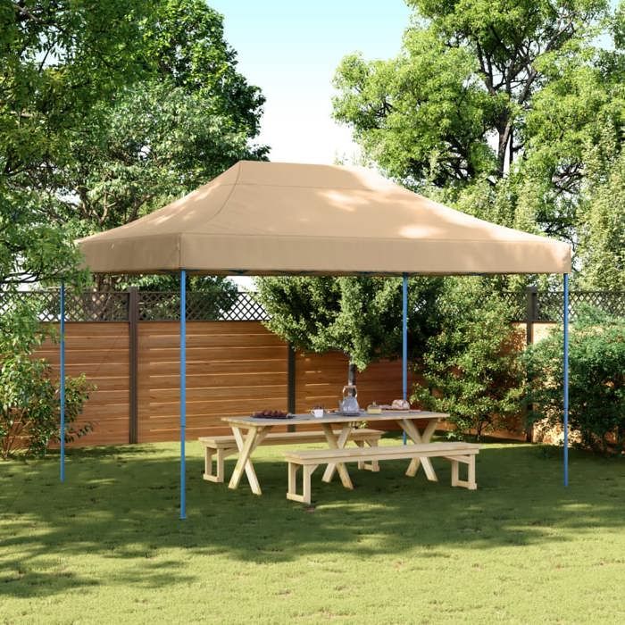 Beige Auvents & abris - Tente de réception pliable escamotable beige 410x279x315 cm C11937