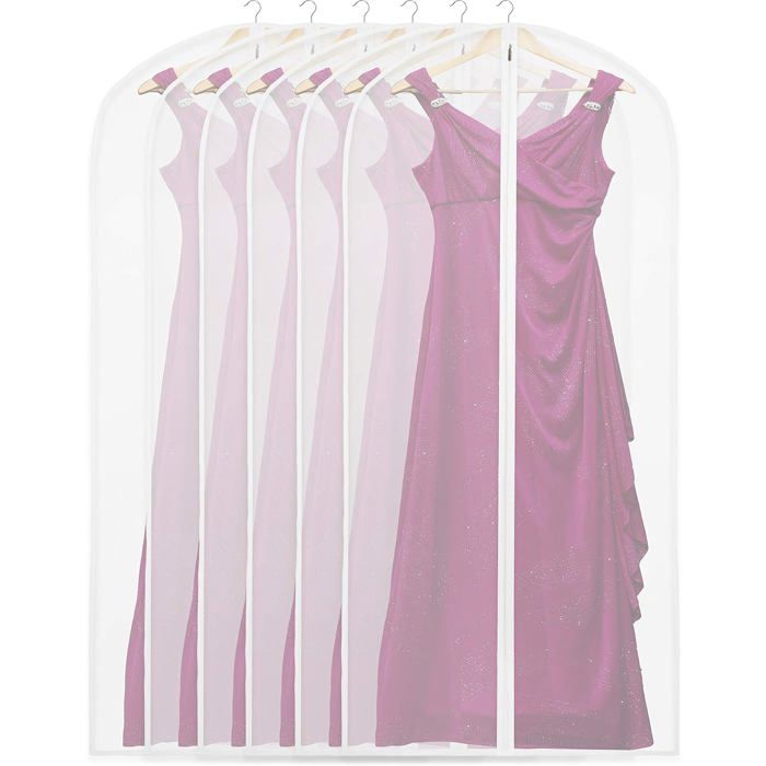 Housses de vêtements transparentes avec fermeture éclair 152 cm lot de 6 rangement penderie robes costumes