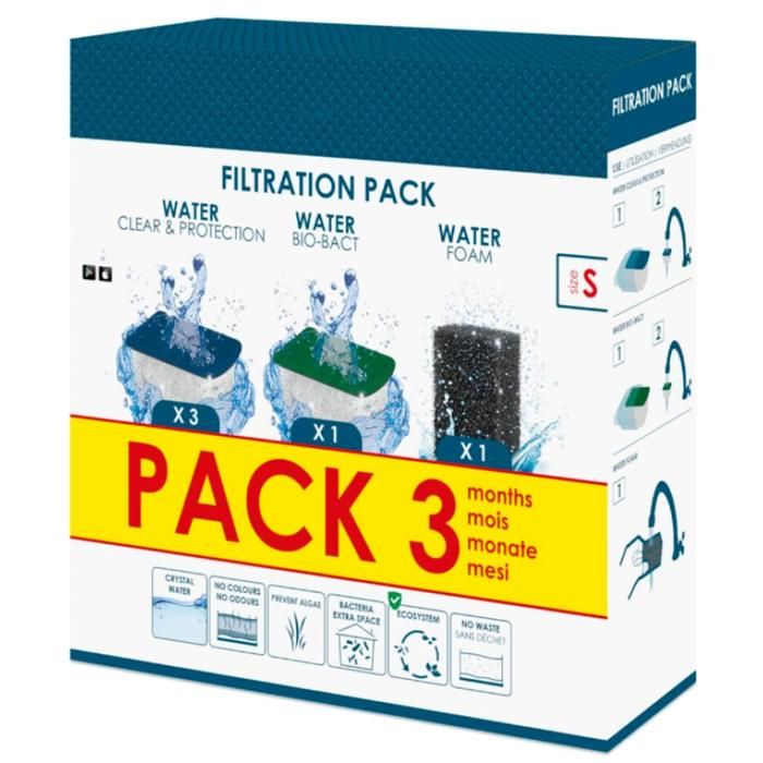 Aquarium Consommables - Cartouches de Filtration de Rechange pour Filtre dAquarium- Pack 3 mois Taille S - Eau Cristalline pour