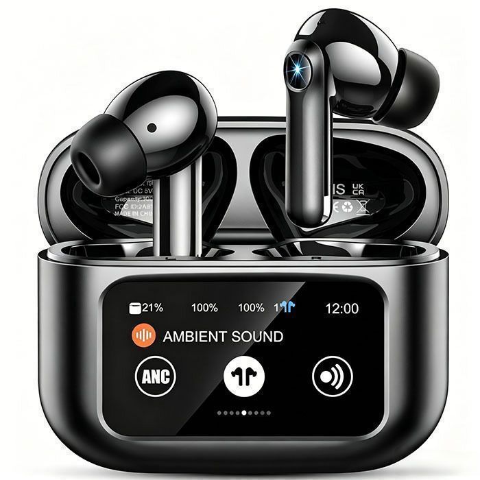 Écouteurs sans Fil avec Écran Tactile Multifonction Écouteurs Bluetooth 5.4 avec ANC + ENC Réduction du Bruit Mic 40H IP7 Étanche