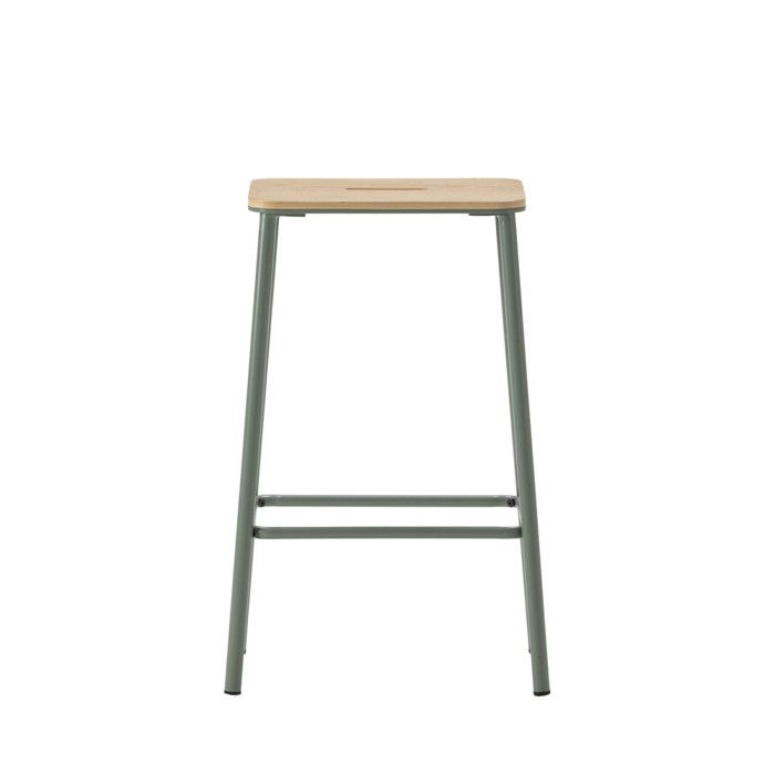 Noki - Lot de 2 tabourets de bar en bois et métal H65cm - Vert deau Noki - Lot de 2 tabourets de bar en bois et métal H65cm - Vert deau