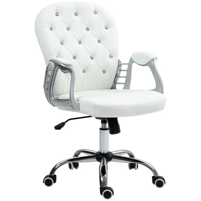 Fauteuil bureau - Zephmum - ergonomique accoudoirs dossier rembourré blanc
