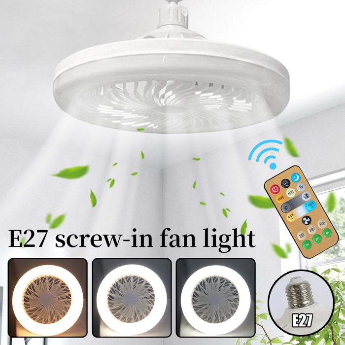 Ventilateur de plafond intelligent 3 en 1 avec télécommande éclairage base de conversion E27 85-265v base déclairage ad[VV317]
