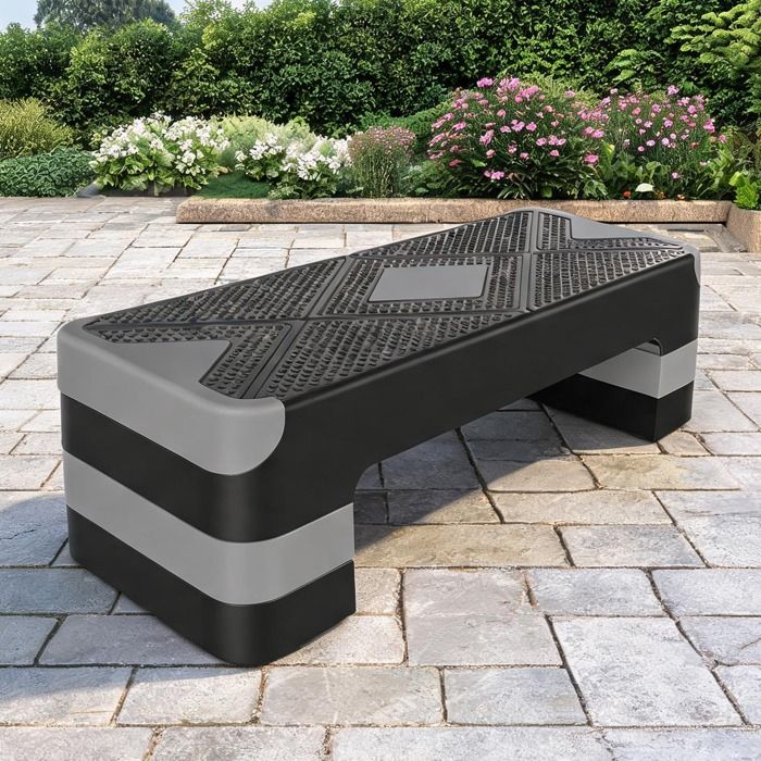 Plateforme de step aérobique grise 685 cm 3 hauteurs 10-15-20 cm polyéthylène surface anti-dérapante