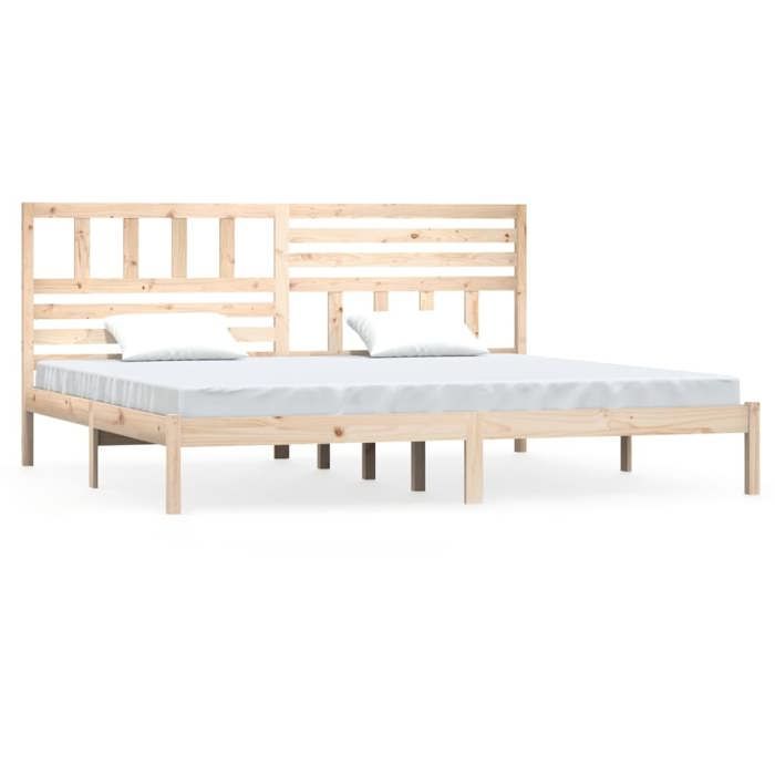 Cadre de Lit sans matelas 2 places 180x200 cm en bois avec lattes en bois massif pour Chambre 999540