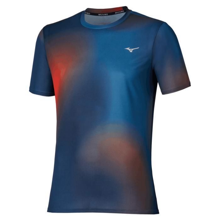T-shirt Mizuno Core Graphic à manches courtes pour homme-Bleu Orange T-shirt Mizuno Core Graphic à manches courtes pour homme-Bleu Orange