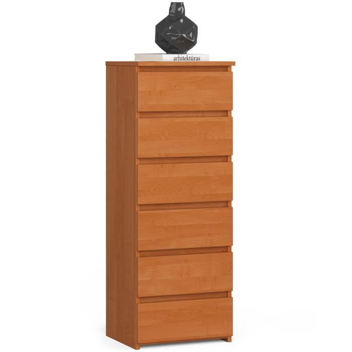Commode AKORD CL6 Aulne 40 cm 6 tiroirs façade Aulne 40x35x109 cm