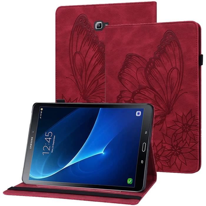 Housse Samsung Galaxy Tab A6 10.1 - 360 Rotation Étui Coque Cuir Protection  Pr Tablette Samsung Tab A6 10.1 SM-T580/T585–Rouge
