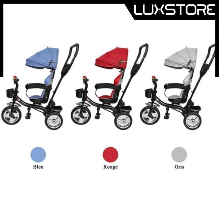Tricycle de Bébé avec Miroir,Tricycle Enfants avec Pare,Soleil Pliable et Canne