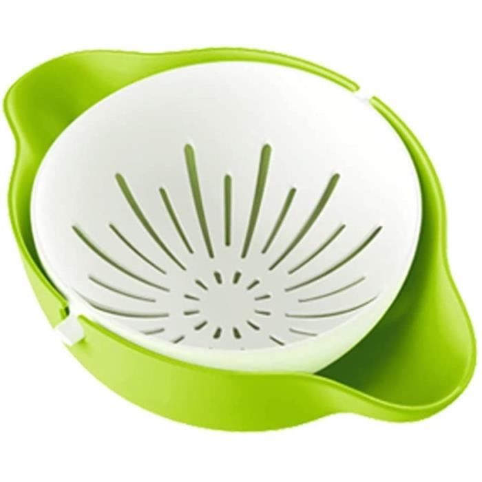 Corbeille à Fruits Majolique Verte – Support Fil De Fer – Poignées Cœur – Vintage