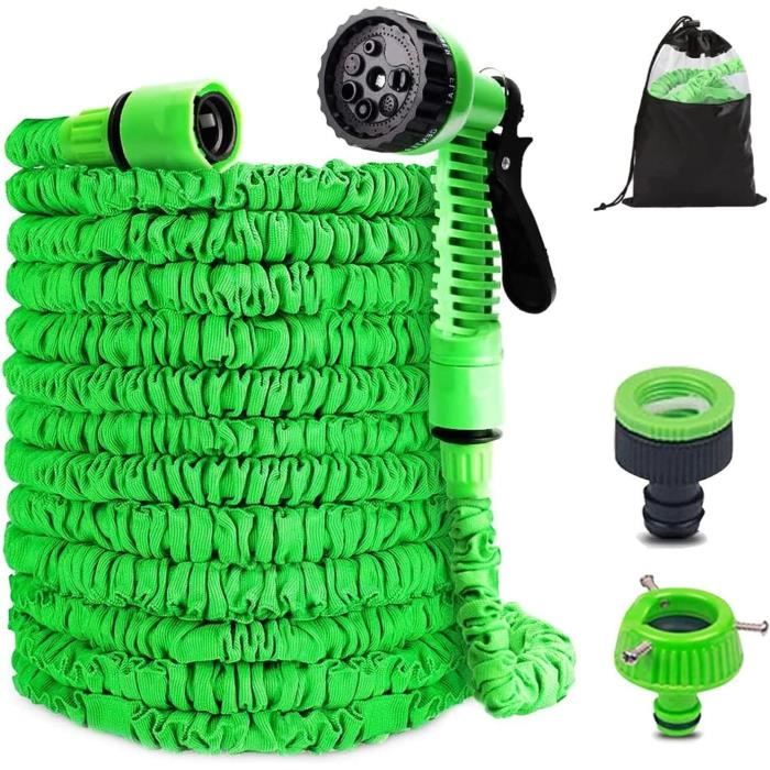 Tuyau D'Arrosage Extensible 15m – Ultra Flexible Avec 7 Modes De Jet – Léger, Compact Et Sans Pli – Parfait Jardin, Voiture, Animaux & Nettoyage