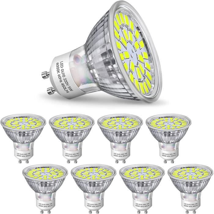 GU10 LED Blanc Froid 5W, Spot LED GU10 Équivalent Ampoule Halogene