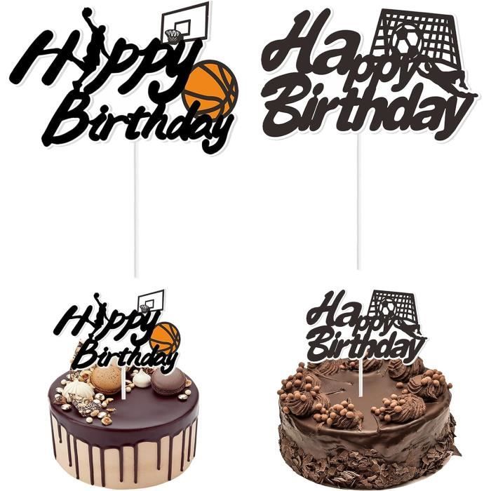 Joyeux Anniversaire Cake Topper Deco Gateau Anniversaire, 2Pcs Basketball  Decoration Gateau Football, Décorations De Gâteau [u1046]