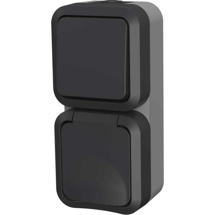 Double va et vient + Prise verticale QUARX Pro Extérieure verticale IP55