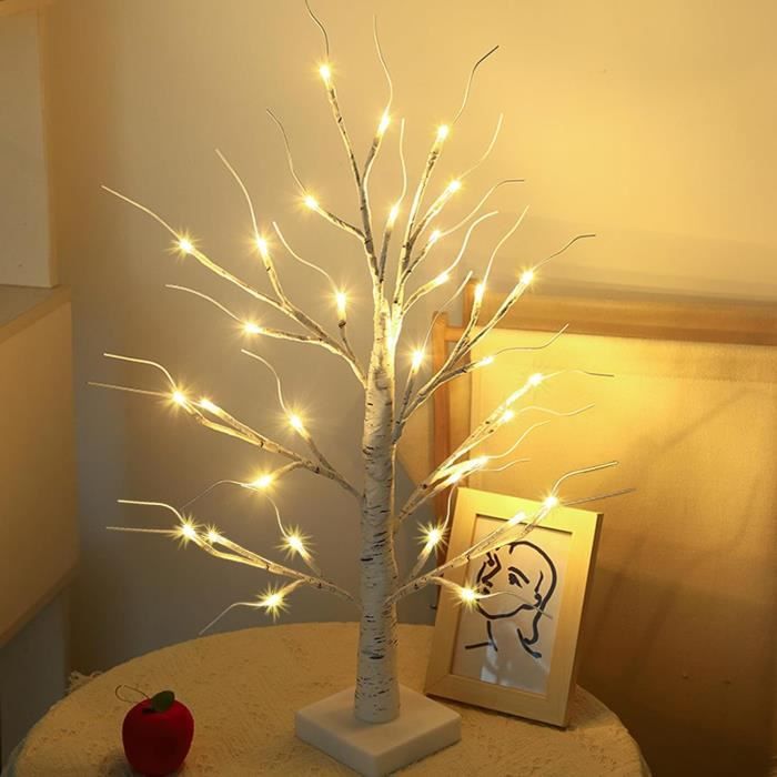 Arbre Lumineux Artificiel à 36 LED En Fleurs De Cerisier Scintillantes à Monter Soi-même, Fonctionne Avec Piles/USB, Lampe D'arbre De Table Pour Chambre à Coucher, Noël, Décoration D'intérieur (blanc