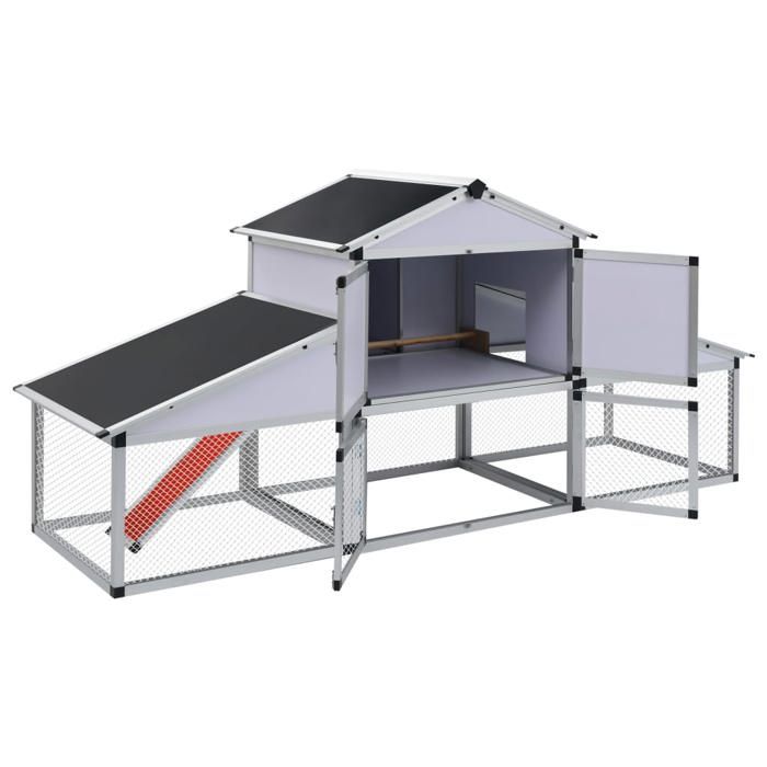 Meilleurs prix pour Poulailler - Multicolore - Aluminium MDF - 258 cm - 1 Pondoir - Rampe Amovible