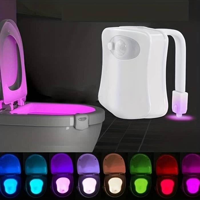 Lampe WC LED 8 Couleurs avec Capteur de Mouvement – Veilleuse Toilettes Automatique Économique et Design