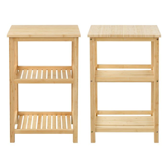 Étagère sur pied à 3 niveaux 60 x 40 x 40 cm bambou 03_0007069 Étagère sur pied à 3 niveaux 60 x 40 x 40 cm bambou 03_0007069
