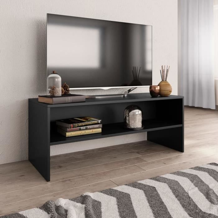Meuble TV Noir 100 x 40 x 40 cm Aggloméré-TIPTOP-co