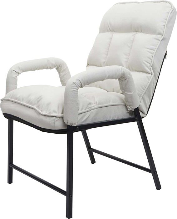 chaise fauteuil lounge rembourree dossier inclinable 160 kg metal reglable en tissu/textile creme fal04046