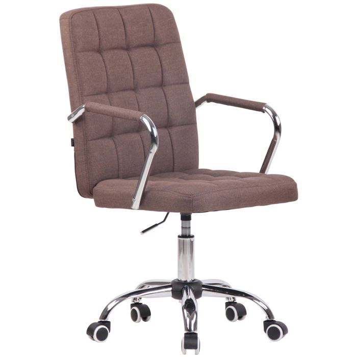 Chaise de bureau sur roulettes moderne et confortable en tissu marron BUR10635