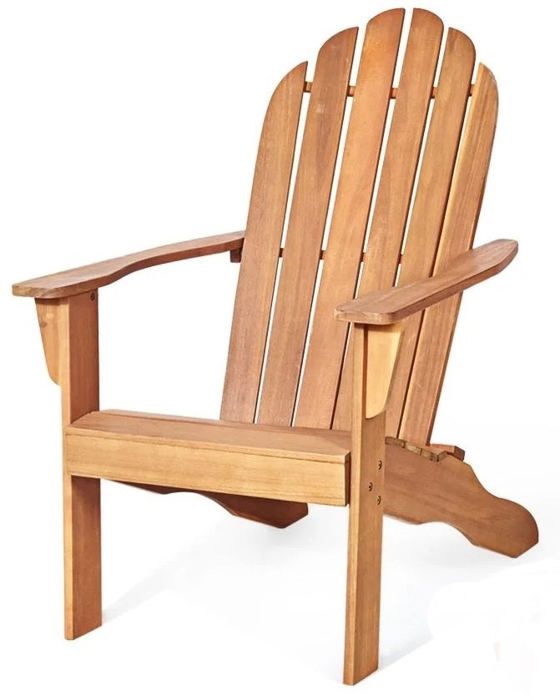 chaise de jardin adirondack en bois resistant au par intemperies avec dossier incurve charge 170kg couleur bois