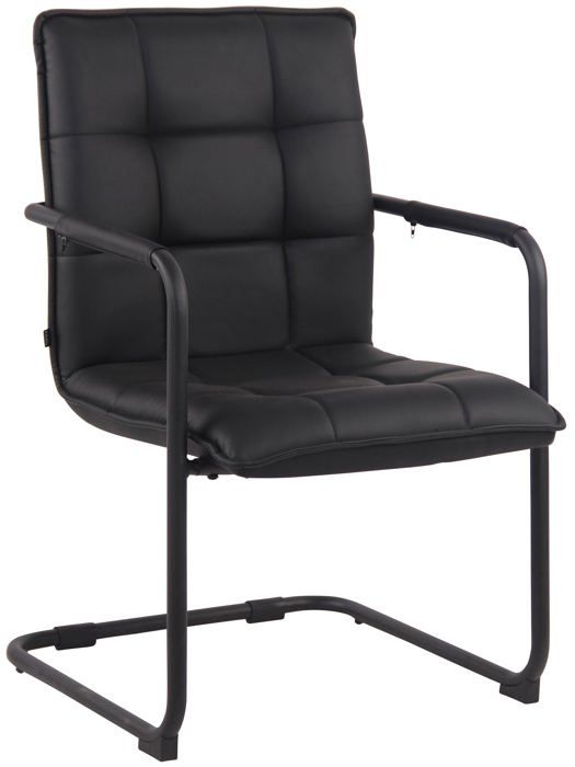 chaise visiteur fauteuil de bureau sans roulettes en synthetique noir cadre metal noir