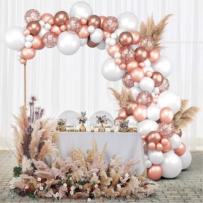 147 Pcs Arche Ballon Rose Gold Kit Arche Ballon Latex Rose Blanc Or Mtallique Confettis Guirlande Decoration Anniversaire Fil Cdiscount Maison