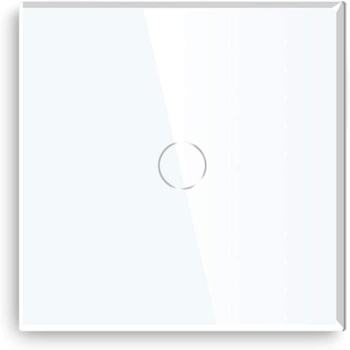 Interrupteur Tactile Mural En Verre Trempé - 1 Gang 1 Voie | Rétroéclairage LED | 110V-240V | Design Moderne Noir | Compatible Éclairage LED | Installation Simple