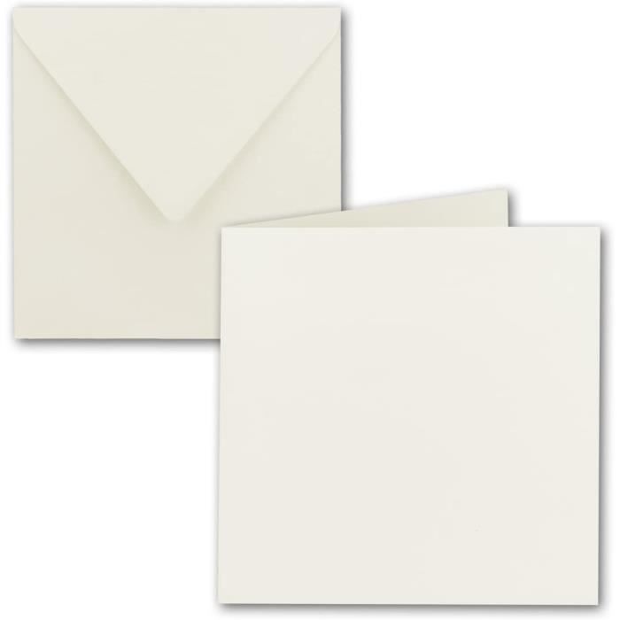 Lot De 100 Enveloppes Carrées Luxe 16x16 Cm - Ivoire/Crème, 110 G/m², 160x160 Mm