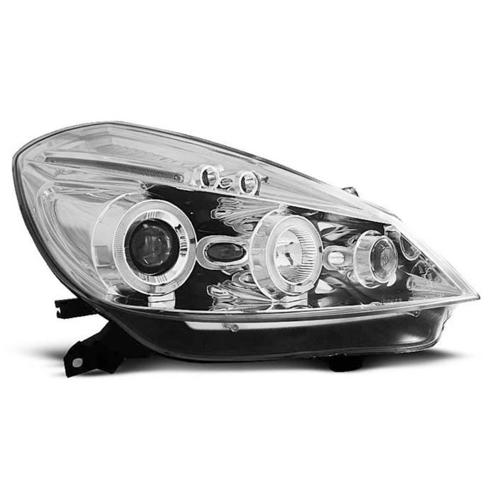 Paire de feux phares Renault Clio 3 05-09 angel eyes chrome
