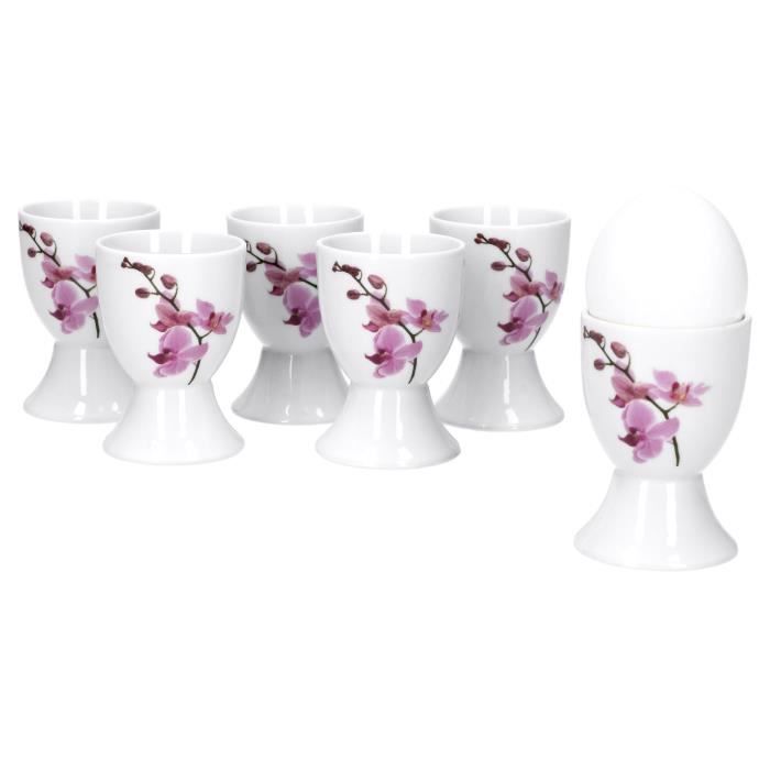 Kit Coquetier Coquetiers Céramique ChasBete - Set De 4 + 1 Coupe-œuf - Design Empilable - Blanc - Pour Petit-déjeuner élégant Cocotier Pour Oeuf A La Coque