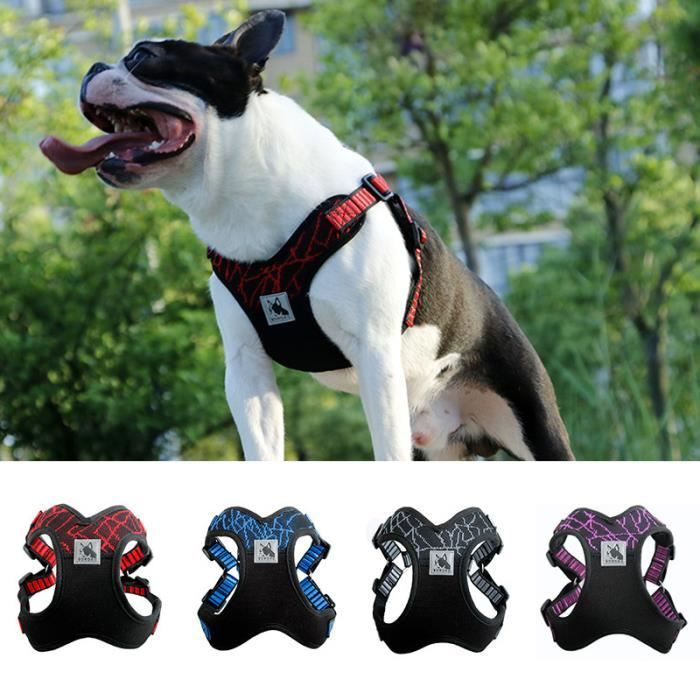 Anti-traction R/éfl/échissant R/églable Harnais pour chien En nylon Harnais de poitrine pour animaux de compagnie Ceinture de poitrine pour petits moyens grands chiens Rose camouflage