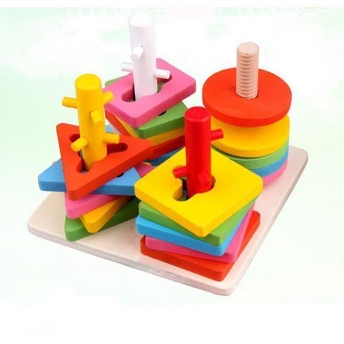 Formes A Trier Et A Empiler Puzzle En Bois Jouet D Eveil Jeux Bebe L0f9f Cdiscount Jeux Jouets