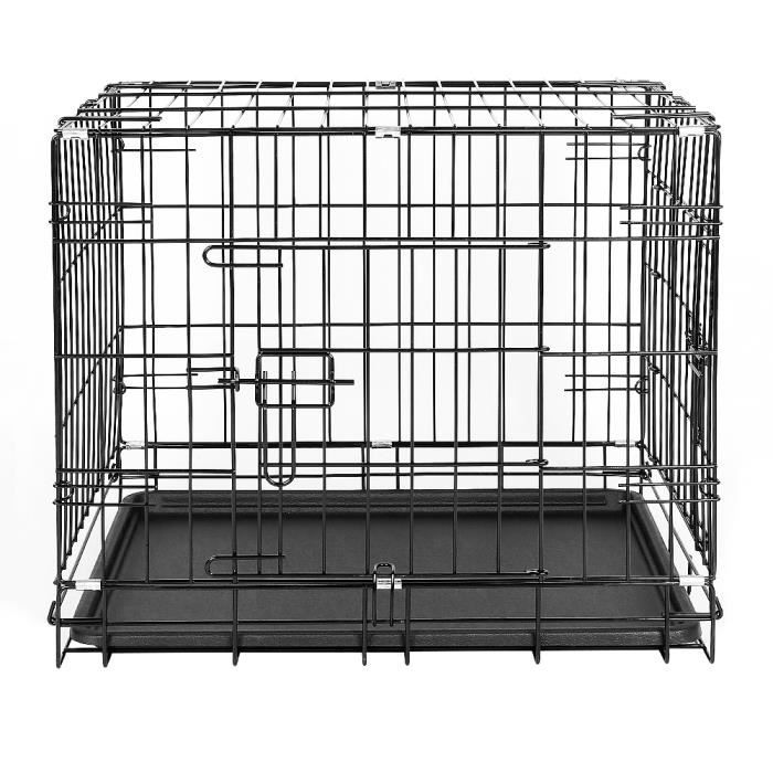 Caisse De Transport Cage Chien Grande 76 47 53cm En Metal Chiot Chat Noir Achat Vente Cage Caisse De Transport Cage Ch Cdiscount