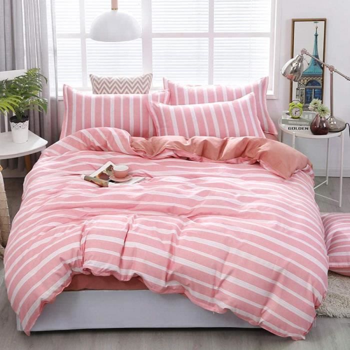 Housse De Couette 100% Coton Casual 200x200 Cm Rose - Housse De Couette