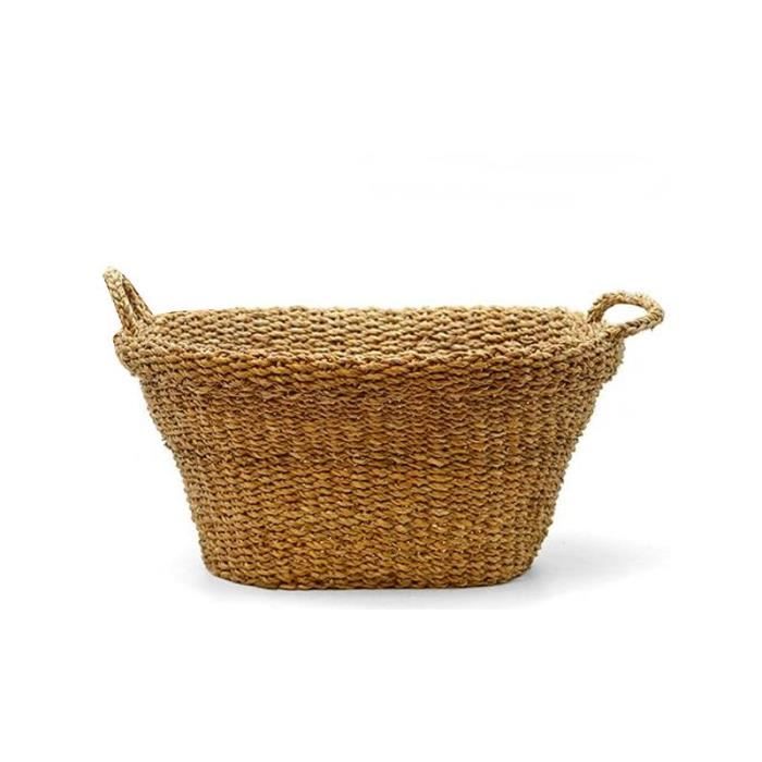 Panier à Linge Tressé en Osier Buanderie Large Bord 0,000000 Marron
