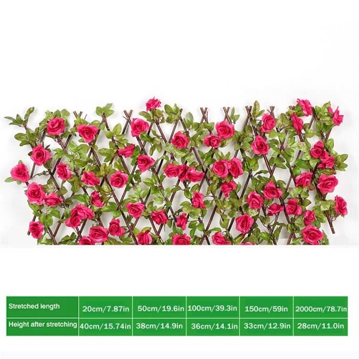 Treillis,Clôture De Jardin En Bois De Saule,haie Avec Feuilles De Fleurs Artificielles,écran - 12
