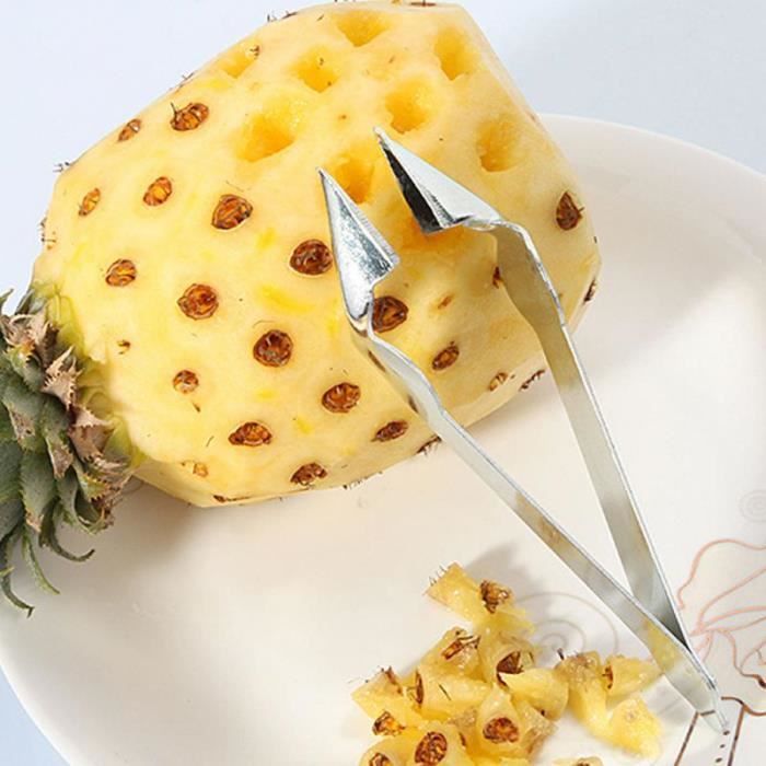 Decoupe Fruit Nouveaute Pratique En Acier Inoxydable Coupe Ananas Oeil Eplucheur Ananas Graine Dissolvant Pince Maison Cuisine Cdiscount Maison