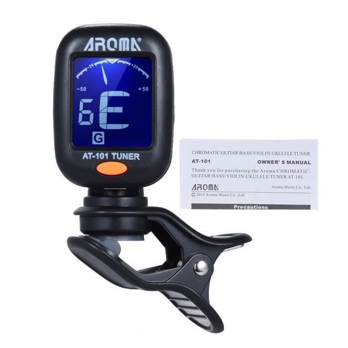 Accordeur à Clip Chromatique - Écran LCD Rétroéclairé - Pour Guitare, Basse, Ukulélé, Violon - Pince Pivotante 360°
