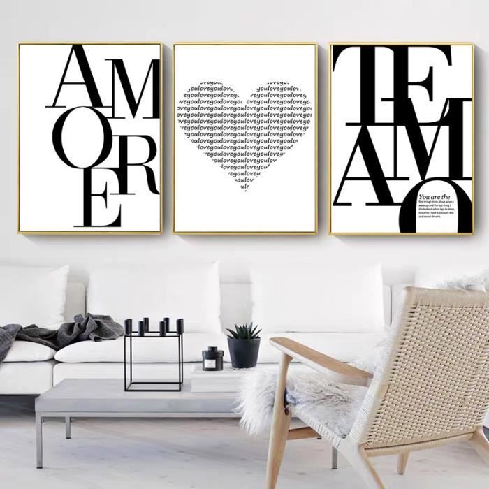 Noir Blanc Amant Figure Affiche Abstrait Toile Tableau Art Peintures Decoration Murale pour Salon Chambre Tableau Sans Cadre - Maison