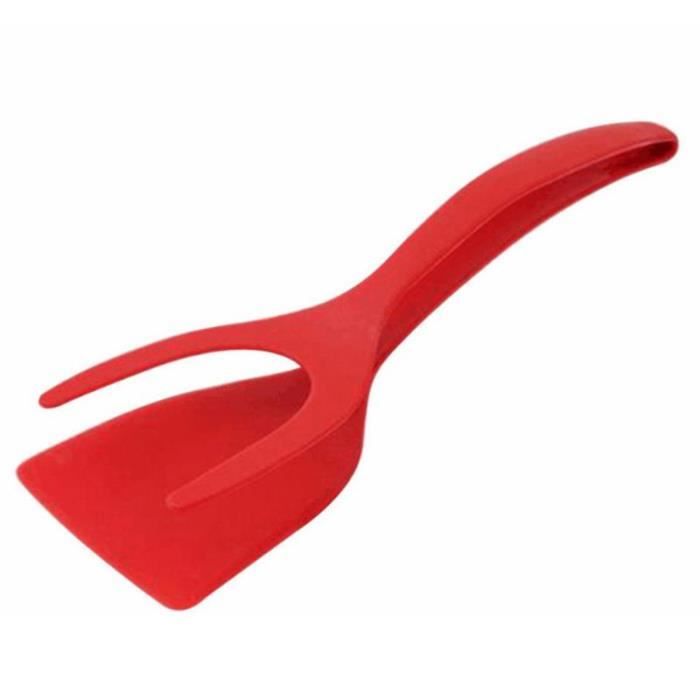 Pince De Cuisine 3 En 1 Silicone – Spatule, Pelle, Pince Anti-rayures Rouge/noir