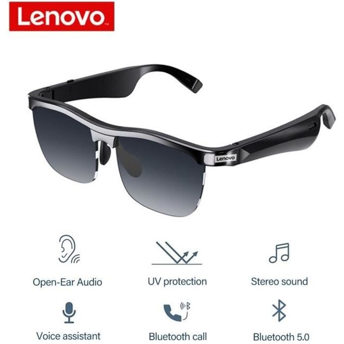 2022 Lenovo Smart Glasses MG10 Appel mains libres Qualité sonore HiFi Sans fil Bluetooth 51 Sports Musique Lunettes de sunglasses